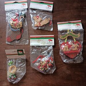Kurt‎ S Adler Santas World Ornaments Wood Painted Christmas NEW Lot x 5 Vintage.